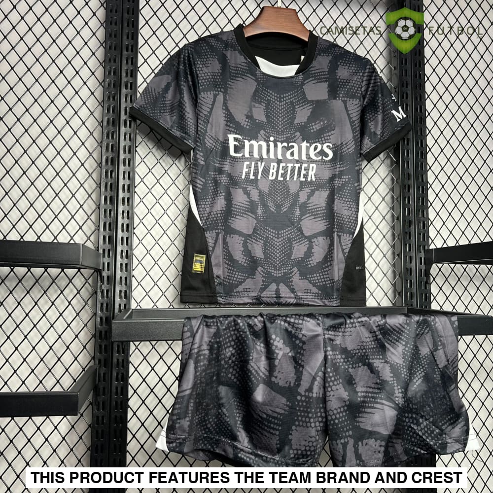 Ac Milan 24-25 Goalkeeper Black Children’s Kit Parche Especial