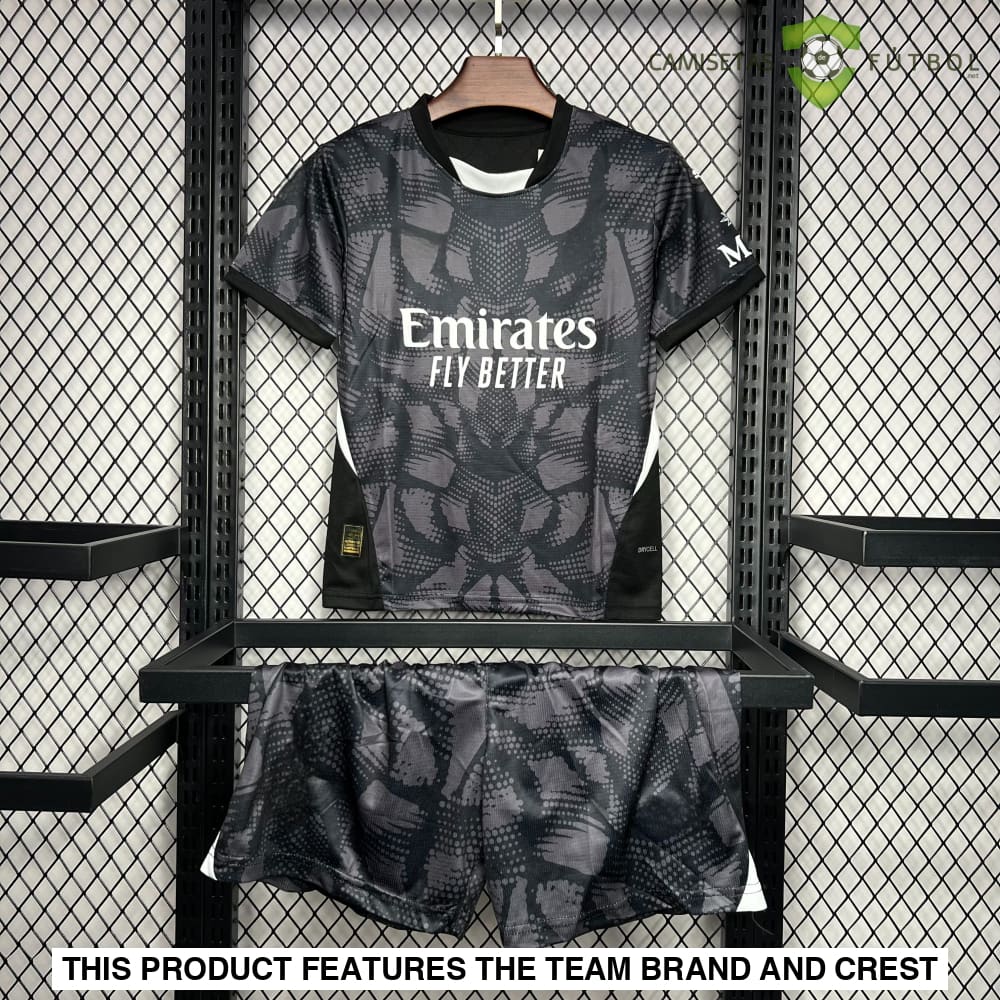 Ac Milan 24-25 Goalkeeper Black Children’s Kit Parche Especial